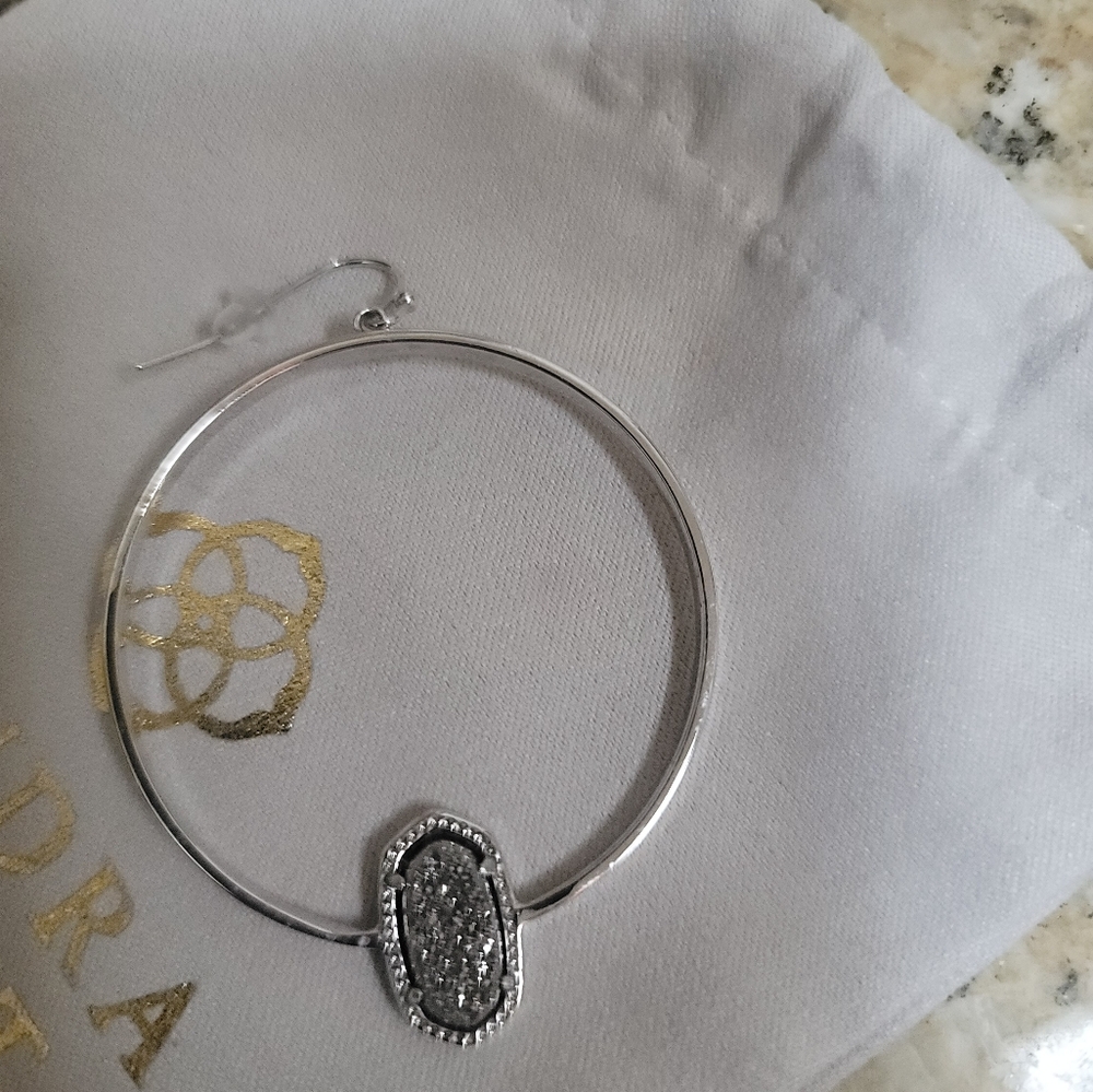 Kenda Scott Earring With Grey/black Stone